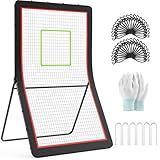 4 * 7Ft Lacrosse Rebounder, Adjustable with 5 Angles Baseball Rebounder, Stable and Durable Volleyball Rebounder Suitable for Softball Lacrosse Soccer Training. Rebounder Net Suitable for Any Weather