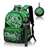 GZZSYO Cheer Backpack for Cheerleader Women, Green and Black Cheerleading Backpack with Coin Purse, Travel Gym Bag Gift for Cheer Team