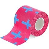 TrelaCo 1 Pcs Wrist Tape Baseball Cross Athletic 2in x 23ft Cotton Cross Wrist Tape Serrated Edges for Fingers Ankles Injury Wrap, Football Baseball Hockey Soccer (Rose Red)