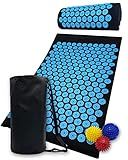 Acupressure Mat and Pillow Set for Lower Back Pain Relief & Muscle Relaxation - Acupuncture Mattress + Spiky Ball Massage Set for Back, Neck & Sciatic Nerve Pain - Relieves Tension at Pressure Points
