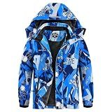 Boy's Ski Jackets Waterproof Winter Coat Fleece Windproof Snowboarding Jacket with Detachable Hood (10-12, Astronaut Blue)
