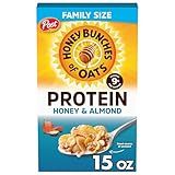 Honey Bunches of Oats Honey & Almond Protein Cereal, Breakfast or Snack, Family Size, 15 oz (Pack of 1)