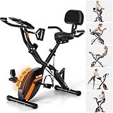 Folding Exercise Bike, 5 IN 1 Foldable Stationary Bikes for Home, Upright Indoor Cycling Bike with 16 Level Adjustable Magnetic Resistance, 350LBS Weight Capacity Seat Backrest Adjustments X-Bike