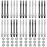 Skylety 30 Pcs Dart Shafts for Steel Tip Medium 2BA Thread Aluminium Alloy Dart Stems 50 mm 53 mm with Rubber Rings Replacement Harrows Dart Accessories and Flights (Plain Style, Black and Silver)