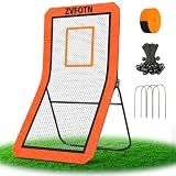 Lacrosse Rebounder net for Backyard, 4x7FT Adjustable Pitchback & Bounce Back Net with Target Strip,Durable Multi-Sport Practice Tool for Soccer Baseball Volleyball Training Equipment,Orange