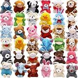 Uzoxlsn 38 Pack Mini Stuffed Animals Party Favors for Kid, Small Plush Stuffed Animal Toy in Bulk for Claw Machine, Carnival Prizes, Plush Keychain Decorations, Classroom Reward