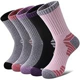 MQELONG Merino Wool Socks for Women Hiking Thermal Winter Thick Warm Cozy Boot Socks (Multicolor 5 Pairs)