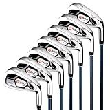 PGM 7 Piece Men’s Golf Iron Set for Right Handed, Forgiving Design Sets with Graphite Shaft and Easy Control Grip Include Golf Club Iron 5 to 9 PW SW