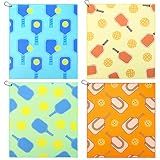 4 Pcs Pickleball Towel 15x17 Inch Soft Pickleball Prints Towels Absorbent Fast Drying Funny Pickleball Towel with Carabiner Clip Pickleball Hand Towels Pickleball Gift for Women Men Team Sports