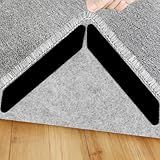 16 Pcs Non Slip Rug Pads Grippers，Keep Area Rugs Corners from Curling and Bunching, Reusable Rug Tape for Hardwood Floors and Tiles, Dual Sided Adhesive Washable Rug Holder Keep Corner Flat