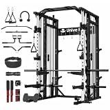 Unive Fitness Smith Machine, All-in-One Home Gym Power Cage with Squat Rack, Dual Cable Crossover & Pulley System, Complete Attachments for Full Body Workouts (SL Smith Machine)