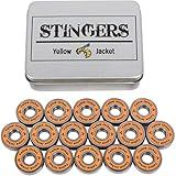 Yellow Jacket Premium Inline Skate Bearings, Roller Skate Bearings, 608, ABEC 9, Tropical Orange (Pack of 16)