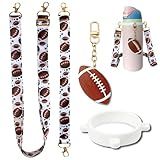 Rugby Accessories Set Compatible for Owala Water Bottle 24 oz,32 oz,40 oz,Tumbler,FreeSip - Includes Shoulder Strap,Handle Strap,Silicone Ring,Football Keychain Charm,Rugby Gifts for Women Men