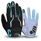 WESTWOOD FOX Cycling Bike Gloves for Men Full Finger BMX Biking Mountain for Grips - Bicycle Touchscreen MTB Gloves Padded Anti-Slip Riding Women Wheelchairs Road Cycling (Blue, M)