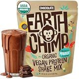 EarthChimp Organic Vegan Protein Powder, Plant Based, Chocolate, 2lb