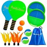 TEILLNET 2-in-1 Paddle Ball and Toss Catch Ball Set, Beach Games for Family | Outdoor Toys for Kids Adults, Family Lawn Park Yard Pool Toys Games Outside Sports Gift for Boys Girls 3 4 5 6 7 8 9 10 11 12