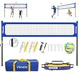 Vbneto Volleyball Net for Backyard, Anti-Sag Heavy Duty Adjustable Outdoor Net with Winch System, Beach Volleyball Set with Ball and Carry Bag
