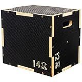 Fitvids 16" x 14" x 12", 3 in 1 Non-Slip Wooden Plyo Box Jump Exercise Platform, Plyometric Workout Equipment for Home Gym, Training Step Box, Black