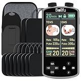 TENS EMS Unit Muscle Stimulator for Pain Relief Therapy - 4 in 1 TENS EMS Relax Custom Frequency+Pulse - Muscle Massager 36 Modes 20 Intensity, Memory & Favorites Function, 3.8" Color Display - Gray