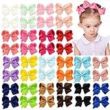 YHXX YLEN 40PCS 4.5 Inch Hair Bows for Girls, Grosgrain Ribbon Toddler Bows | Girls Bows Hair Accessories with Alligator Clips for Toddlers Baby Girls Kids Teens, 20 Colors In Pairs, Back to School