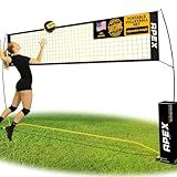 Apex Sports Volleyball Net Training – 12' Wide, Portable Adjustable Height 7.4' to 8' – Includes Ground Stakes, Carry Bag – Indoor & Outdoor Use, Designed by Pro Athletes for Peak Performance