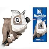 FootJoy Men's RainGrip Golf Glove, White/Grey, Large, Pair