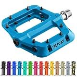 JETCAT Mountain Bike Pedals Flat - MTB Pedals Flat, Bicycle Pedals for BMX/MTN/Road/Gravel/EBike, BMX Pedals, Platform Pedals, Adults & Kids Bike Replacement - Blue 9/16