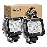 Nilight Led Pods 2Pcs 18W 1260LM Flood Off Road Lights Super Bright Driving Work Fog Lamps for Trucks Pickup Golf Cart SUV ATV UTV 4x4 Van Camper Boat