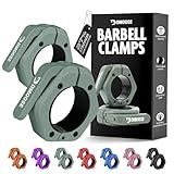 DMoose Fitness Barbell Clips 2" (Pair) - Quick Release Olympic Barbell Clamps with Anti Slip TPR Lining - Barbell Collars for Secure Weightlifting & Powerlifting (Ranger Green - Non Magnetic)