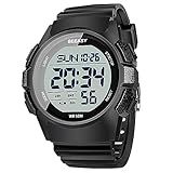 Beeasy Mens Digital Sports Watch, 50M Waterproof 49mm Rubber Strap Mens Watches with Stopwatch, Countdown Timer, Alarm & Dual Time—Ideal for Sport, Gym, Running, Referee, School & Daily Wear
