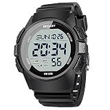 Beeasy Mens Digital Sports Watch, 50M Waterproof 49mm Rubber Strap Mens Watches with Stopwatch, Countdown Timer, Alarm & Dual Time—Ideal for Sport, Gym, Running, Referee, School & Daily Wear