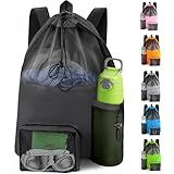 HOHOM Mesh Swim Bag Beach Drawstring Backpack, Waterproof Gym Bags for Women and Men, Large Pool Bag Swimming Gear for Swimmers
