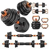 Adjustable Dumbbell Set,66lbs Free Weights Set with Connector, 5 in 1 Weights Dumbbells Set Used as Barbell, Kettlebells, Push up Stand, Weight Plate, Fitness Exercise for Home Gym Workout