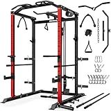 Goimu C1-V4 Power Cage, 2000LBS Squat Rack with LAT Pulldown, Multi-Function Weight Cage Strength Training Machine, Workout Cage with More Attachments for Home Gym Garage (RD Power Cage C1)
