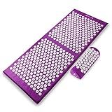 ProsourceFit Acupressure Mat and Pillow Set for Back/Neck Pain Relief and Muscle Relaxation, XL - Purpule/White