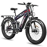 FREESKY 2026 Alaska Pro Dual Battery 48V 45AH 200 Miles 40MPH Electric Bike for Adult, 4000W High-Torque Motor Long Range Fat Tire Ebike, 26" Full Suspension Mountain E Bike, UL 2849 Certified by TÜV