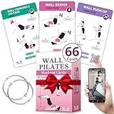 Wall Pilates Workouts for Women – 66 Exercise Cards with Videos & Workout Plan – Includes 5-Week Challenge, E-book, Chart & 2 Rings for Easy Organization – Home Pilates Workout Guide
