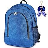 Noveread Large Cheer Backpack with Bow Keychain Cheerleading Glitter Backpack Cheerleaders Gift Cheer Bags for Sport(Blue)