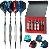Soft Tip Darts Set with Gift Box Dart Case Professional Darts Plastic Tip with 100 Dart Tips 12 Shafts 24 Flights Tool Kit Flight Protectors for Electronic Dart Board