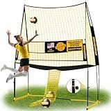 MangoStar Volleyball Training Equipment, Volleyball Net System with Freely Height-Adjustable for Backyard, Volleyball Practice Net for Serving Setting Spiking, Easy Set Up for Indoor and Outdoor Use