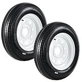 GarveeTech 4.80-12 480-12 480X12 Trailer Tire and Wheel Assembly, Heavy-Duty Load Range C 6PR, 4 Lug White Spoke Wheel, 12 Inch Tires for Utility/Boat/Camper Trailers, Set of 2