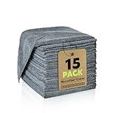 TEAWOO Microfiber Cleaning Cloths Bulk-15 Pack, Gray Microfiber Towels for Cars, Ultra Absorbent Microfiber Towel Weave Grime & Liquid for Streak-Free Mirror Shine - Car Washing Cloth, 12x12 inches