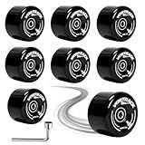 VORTRACK 78A Quad Roller Skate Wheels 8 Pack 65x36mm with ABEC-9 Bearings Installed - Smooth Quiet Urethane Wheels for Indoor Outdoor Double Row Roller Skating, Replacement Accessories (Black)