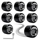 VORTRACK 78A Quad Roller Skate Wheels 8 Pack 65x36mm with ABEC-9 Bearings Installed - Smooth Quiet Urethane Wheels for Indoor Outdoor Double Row Roller Skating, Replacement Accessories
