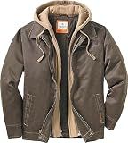 Legendary Whitetails Mens Casual Coat Waxed Cotton Water Resistant Jacket | Tobacco, Brown, X-Large, Regular, Removable Hood Shacket