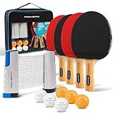 PRO SPIN All-in-One Ping Pong Set - Retractable Ping Pong Net for Any Table (72"), Ping Pong Paddles and Balls, Storage Case - Portable Table Tennis Gifts for Boys & Girls (4-Player Set)
