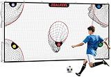 ZEALFEEL Soccer Target Net, 12x6ft Goal Net with 5 Scoring Zones for Practice Shooting & Goal Shots, Anti-Tear Mesh, 3 Steel Rods, Removable Stick-On Markers, Portable Football Training Equipment