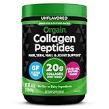 Orgain Hydrolyzed Collagen Peptides Powder For Women & Men, 20g Grass Fed Collagen, Unflavored - Hair, Skin, Nail, & Joint Support Supplement, Paleo & Keto, Non-GMO, Type I and III, 1lb
