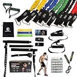 Pilates Bar Kit with Resistance Bands (10 Units) | 3 Loop Bands + 1 Jump Rope & Full-Body Workout Equipment | Dedicated Video Channel | Portable Home Gym
