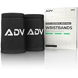 ADV Tennis & Pickleball Wristbands, Slim & Absorbent (Black, M/L, 2-Pack)